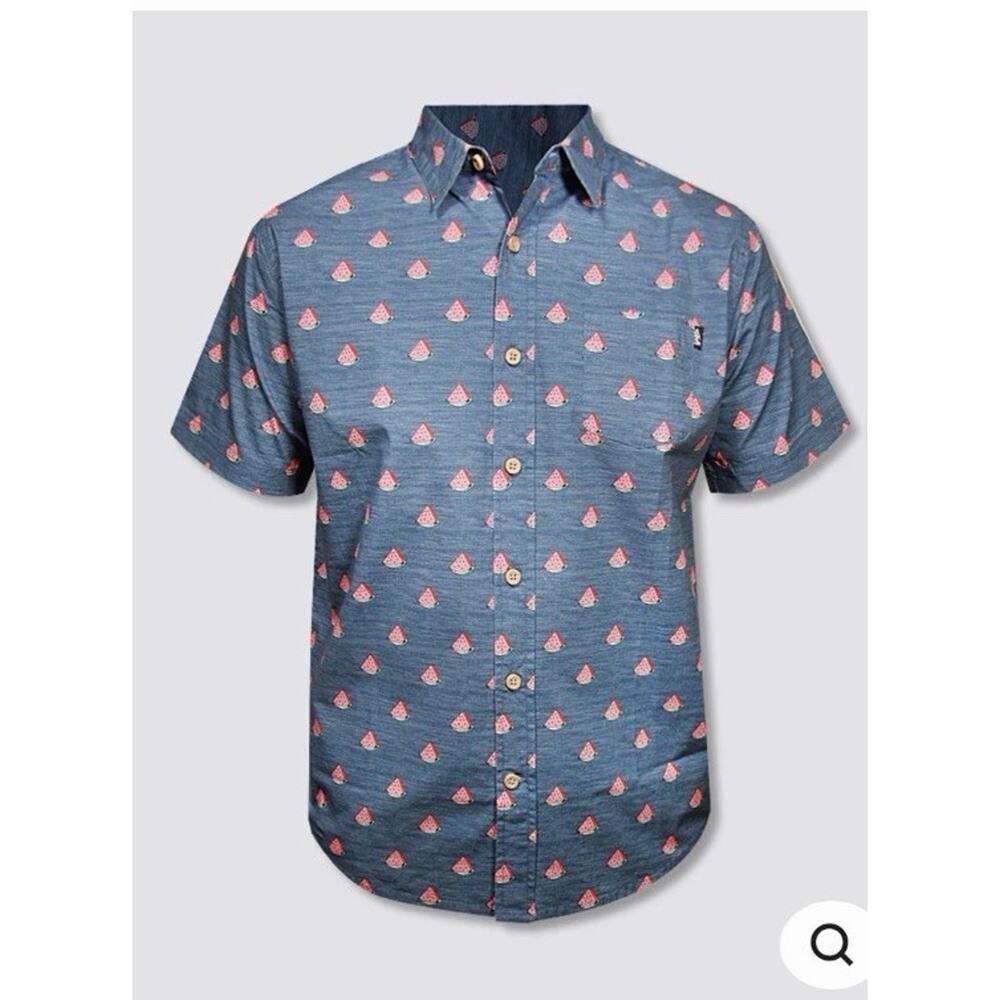 Big Boys MINI MELON SHORT SLEEVE SHIRT Blue Watermelon Summer Vacation XXL 18/20